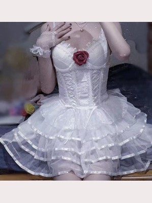White Lace Lolita Style Top & Skirt (DS01)